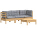 Set mobilier grădină cu perne gri, 4 piese, lemn de pin - WALTI WALTI