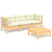 Set mobilier grădină cu perne crem, 4 piese, lemn de pin - WALTI WALTI