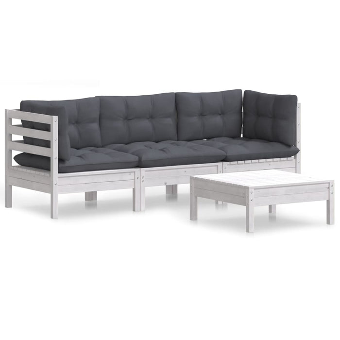 Set mobilier grădină cu perne antracit, 4 piese, lemn de pin WALTI