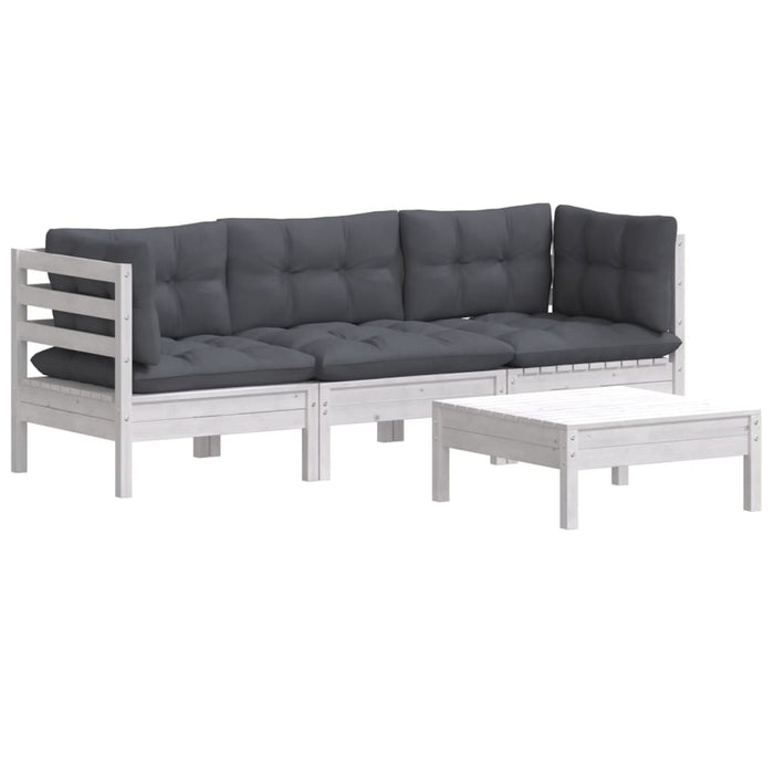 Set mobilier grădină cu perne antracit, 4 piese, lemn de pin WALTI