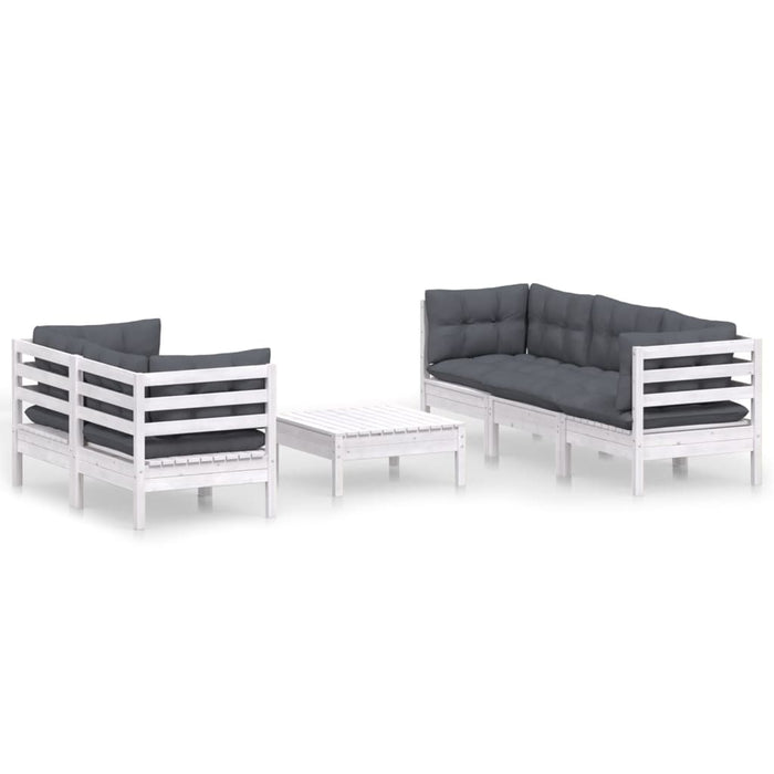 Set mobilier grădină cu perne antracit, 6 piese, lemn masiv pin WALTI