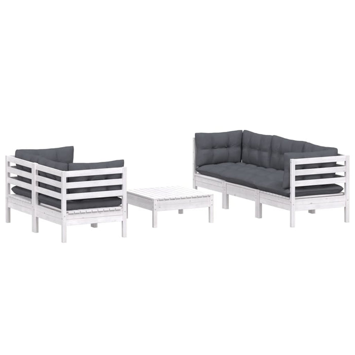 Set mobilier grădină cu perne antracit, 6 piese, lemn masiv pin WALTI