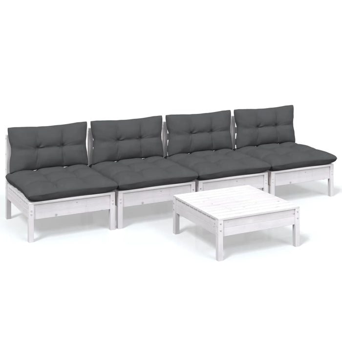 Set mobilier grădină cu perne antracit, 5 piese, lemn de pin - WALTI WALTI