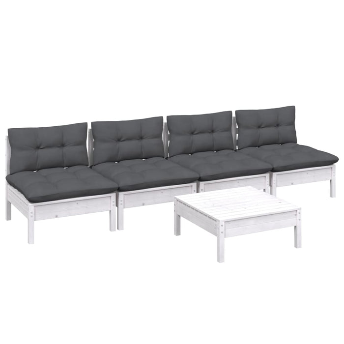 Set mobilier grădină cu perne antracit, 5 piese, lemn de pin - WALTI WALTI