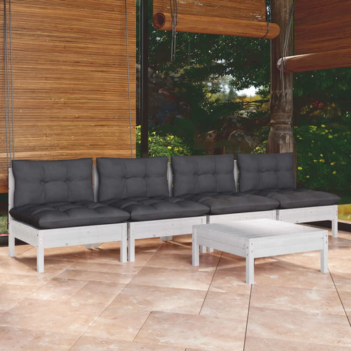 Set mobilier grădină cu perne antracit, 5 piese, lemn de pin - WALTI WALTI