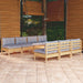Set mobilier de grădină cu perne gri, 8 piese, lemn de pin - WALTI WALTI