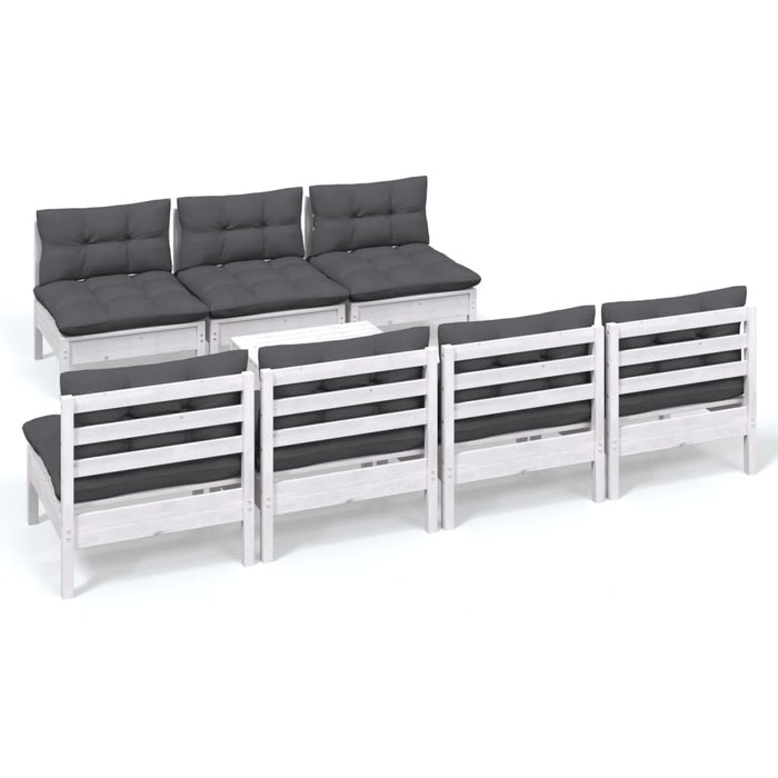 Set mobilier de grădină cu perne antracit, 8 piese, lemn de pin - WALTI WALTI