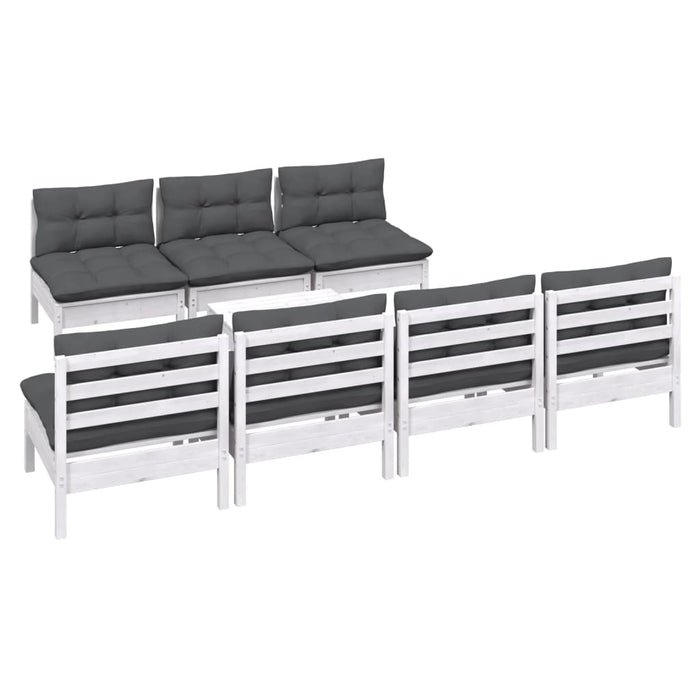Set mobilier de grădină cu perne antracit, 8 piese, lemn de pin - WALTI WALTI