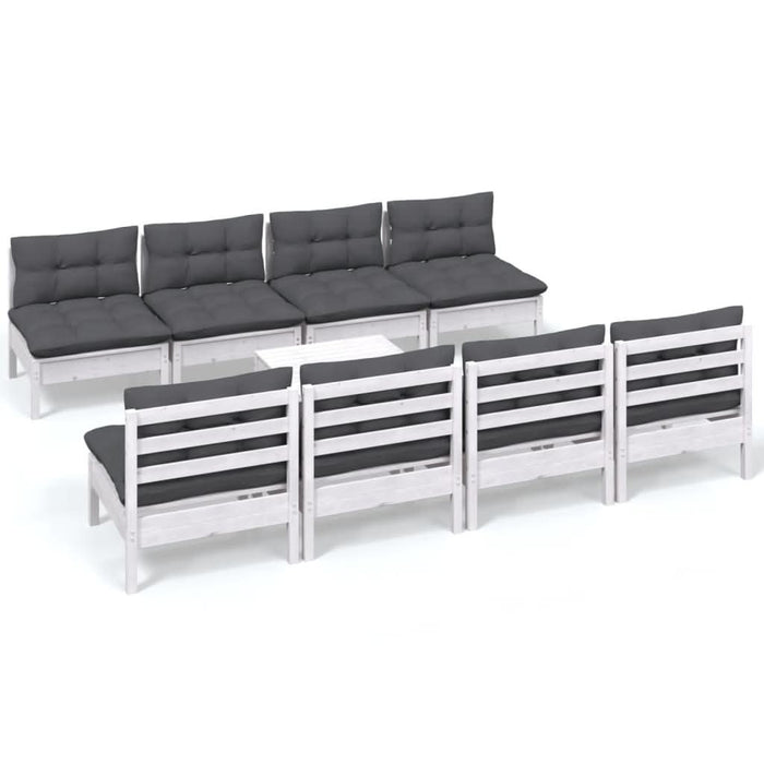 Set mobilier de grădină cu perne, 9 piese, lemn masiv de pin - WALTI WALTI