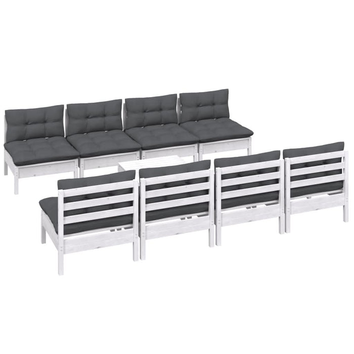 Set mobilier de grădină cu perne, 9 piese, lemn masiv de pin - WALTI WALTI