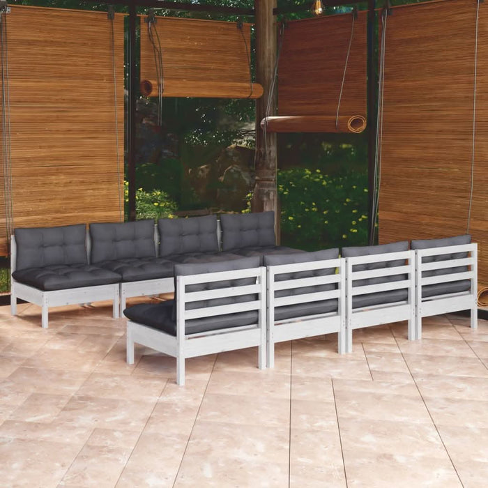 Set mobilier de grădină cu perne, 9 piese, lemn masiv de pin - WALTI WALTI