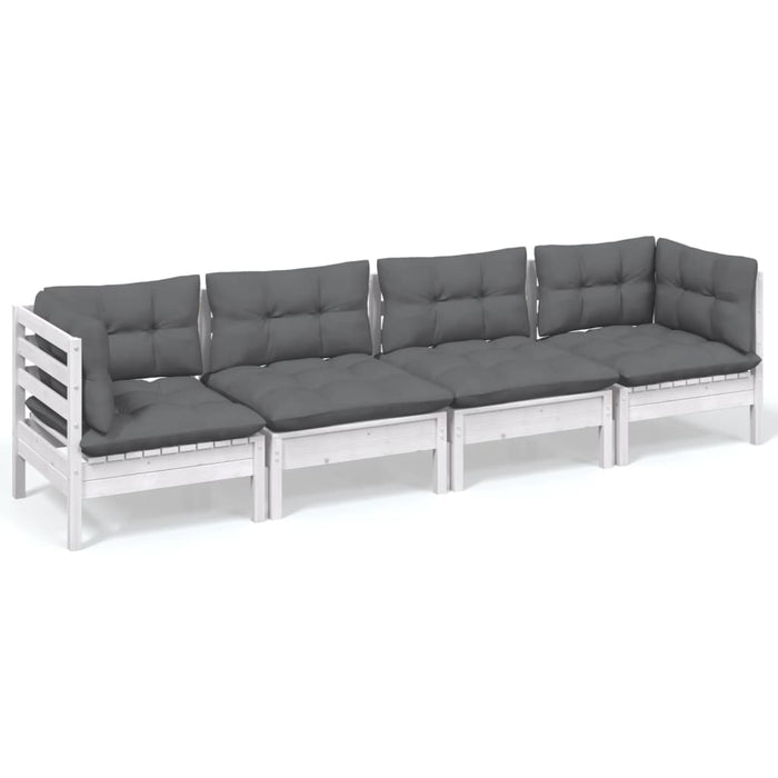 Set mobilier grădină cu perne, 4 piese, lemn masiv de pin WALTI