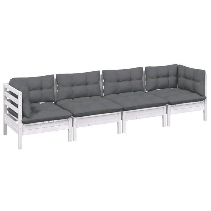 Set mobilier grădină cu perne, 4 piese, lemn masiv de pin WALTI