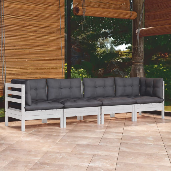 Set mobilier grădină cu perne, 4 piese, lemn masiv de pin WALTI