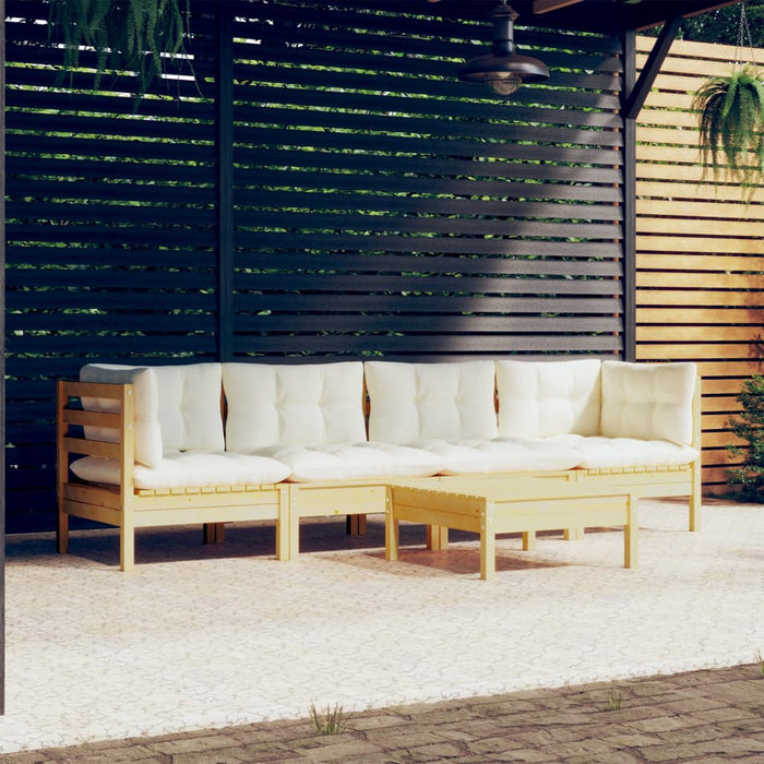 Set mobilier grădină cu perne crem, 5 piese, lemn masiv pin - WALTI WALTI