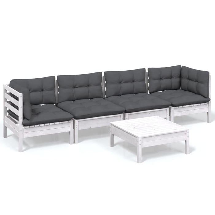 Set mobilier de grădină cu perne, 5 piese, lemn masiv de pin - WALTI WALTI