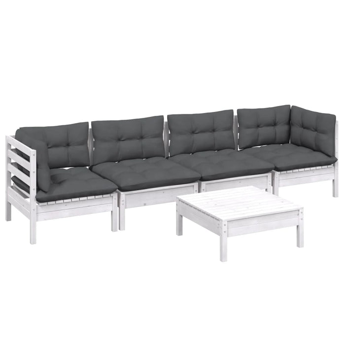 Set mobilier de grădină cu perne, 5 piese, lemn masiv de pin - WALTI WALTI