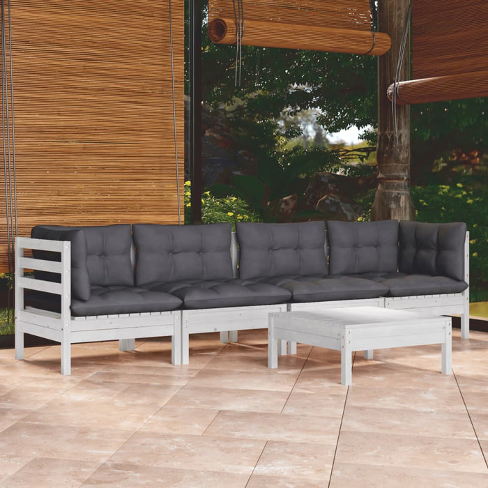 Set mobilier de grădină cu perne, 5 piese, lemn masiv de pin - WALTI WALTI