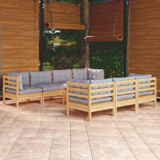 Set mobilier de grădină cu perne gri, 8 piese, lemn masiv pin - WALTI WALTI