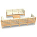 Set mobilier de grădină cu perne crem, 8 piese, lemn masiv pin - WALTI WALTI