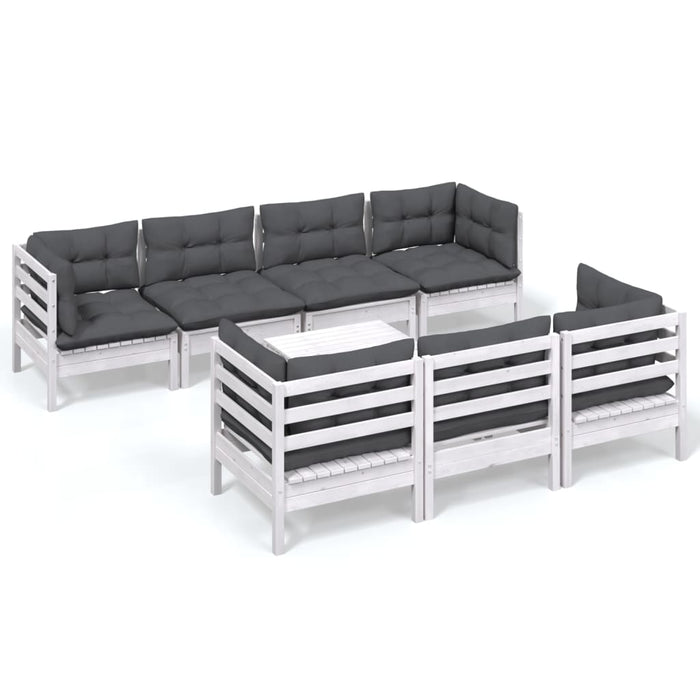 Set mobilier de grădină cu perne, 8 piese, lemn masiv de pin - WALTI WALTI