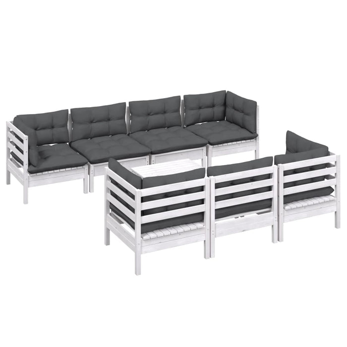 Set mobilier de grădină cu perne, 8 piese, lemn masiv de pin - WALTI WALTI
