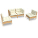 Set mobilier grădină cu perne crem, 4 piese, lemn de pin - WALTI WALTI