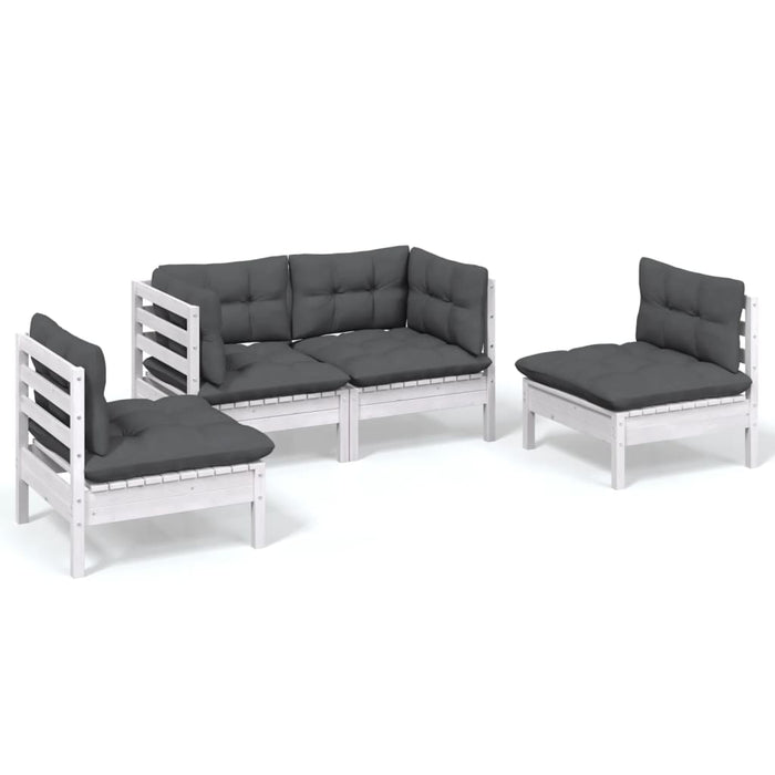 Set mobilier grădină cu perne, 4 piese, lemn de pin - WALTI WALTI