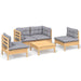 Set mobilier de grădină cu perne gri, 5 piese, lemn masiv pin - WALTI WALTI