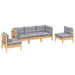 Set mobilier de grădină cu perne gri, 5 piese, lemn masiv pin - WALTI WALTI