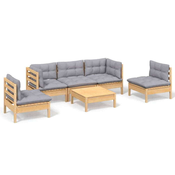 Set mobilier grădină cu perne gri, 6 piese, lemn de pin - WALTI WALTI