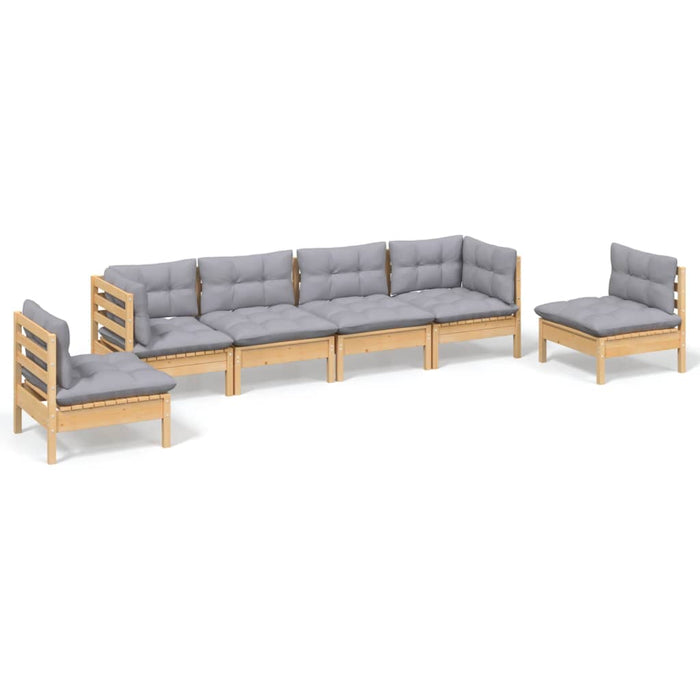 Set mobilier grădină cu perne gri, 6 piese, lemn de pin - WALTI WALTI
