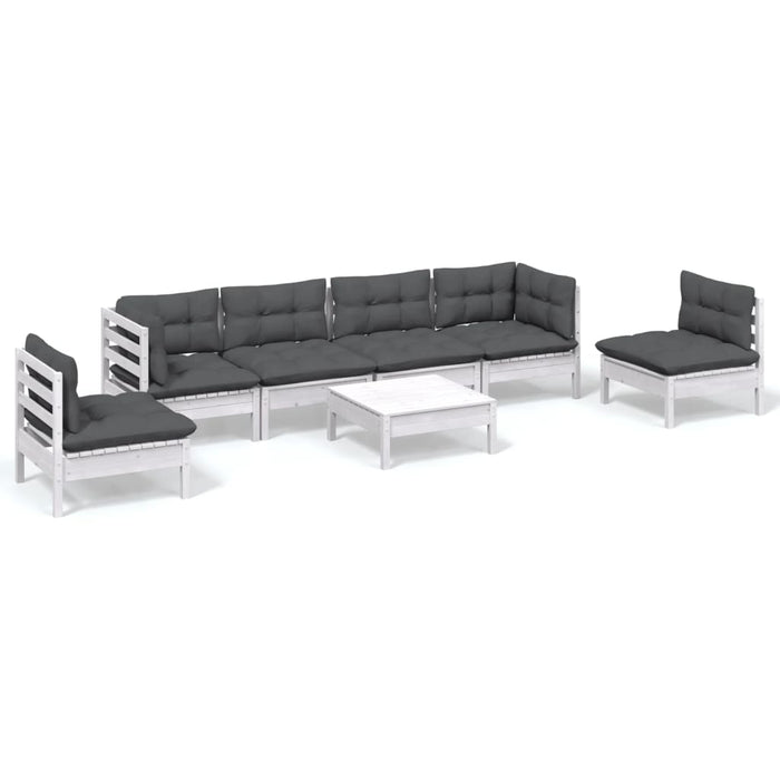 Set mobilier grădină cu perne, 7 piese, lemn masiv de pin - WALTI WALTI