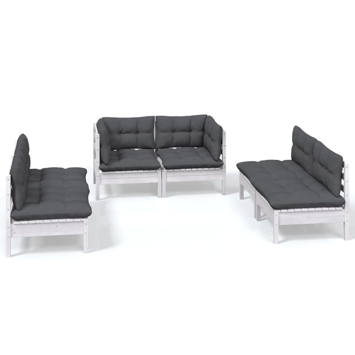 Set mobilier de grădină cu perne, 6 piese, lemn masiv de pin - WALTI WALTI