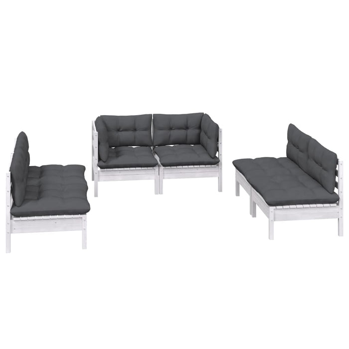 Set mobilier de grădină cu perne, 6 piese, lemn masiv de pin - WALTI WALTI