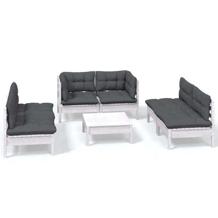 Set mobilier grădină cu perne, 7 piese, lemn masiv de pin WALTI