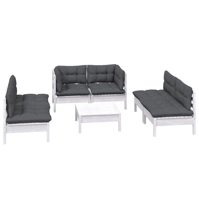 Set mobilier grădină cu perne, 7 piese, lemn masiv de pin WALTI