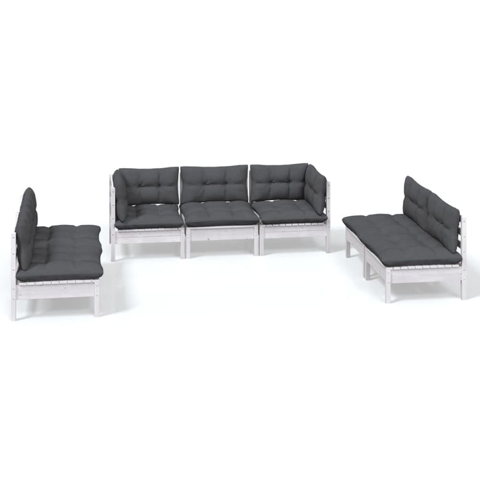 Set mobilier grădină cu perne, 7 piese, lemn masiv de pin - WALTI WALTI