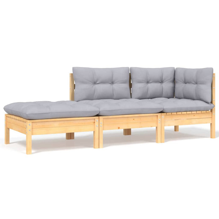 Set mobilier de grădină cu perne gri, 8 piese, lemn masiv pin - WALTI WALTI