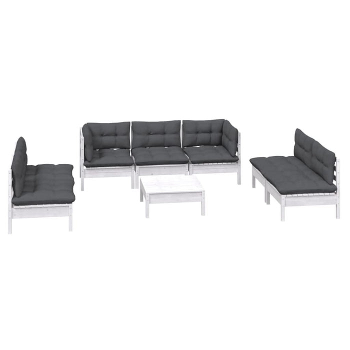 Set mobilier grădină cu perne, 8 piese, lemn masiv pin - WALTI WALTI