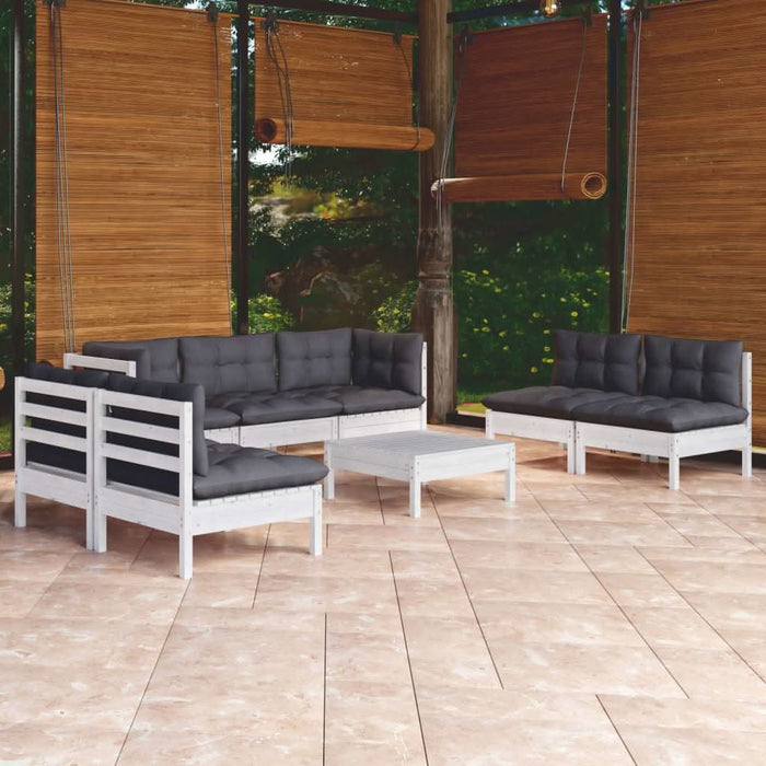 Set mobilier grădină cu perne, 8 piese, lemn masiv pin - WALTI WALTI