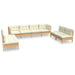 Set mobilier de grădină cu perne, 8 piese, crem, lemn masiv pin - WALTI WALTI