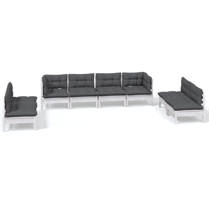 Set mobilier de grădină cu perne, 8 piese, lemn masiv de pin WALTI