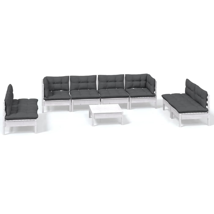 Set mobilier de grădină cu perne, 9 piese, lemn masiv de pin WALTI