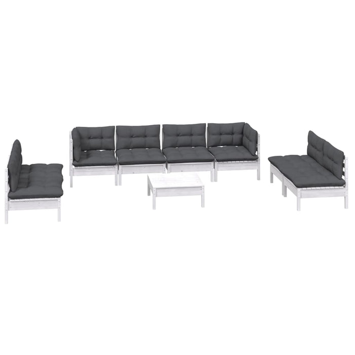 Set mobilier de grădină cu perne, 9 piese, lemn masiv de pin WALTI