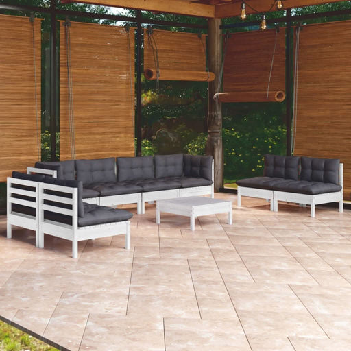 Set mobilier de grădină cu perne, 9 piese, lemn masiv de pin - WALTI WALTI