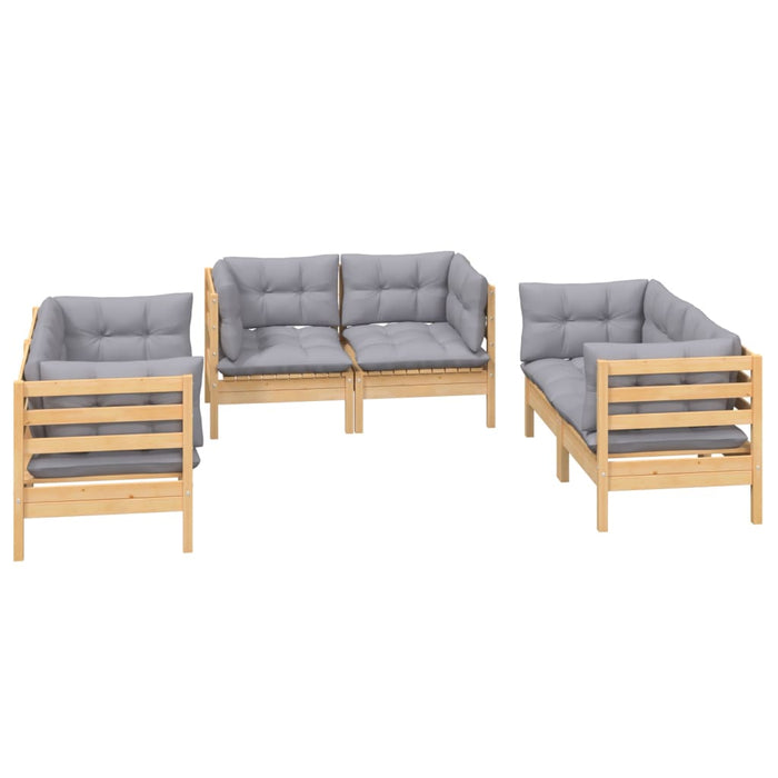 Set mobilier grădină cu perne gri, 6 piese, lemn de pin - WALTI WALTI