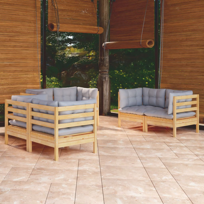 Set mobilier grădină cu perne gri, 6 piese, lemn de pin - WALTI WALTI