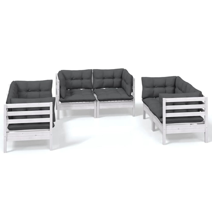 Set mobilier de grădină cu perne, 6 piese, lemn masiv de pin - WALTI WALTI