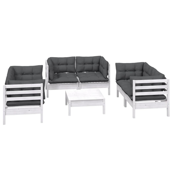 Set mobilier grădină cu perne, 7 piese, lemn masiv de pin WALTI